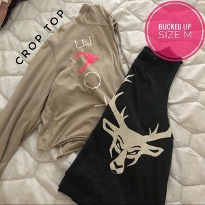 [Set of 2] BUCKED UP crop hoodie and muscle tank